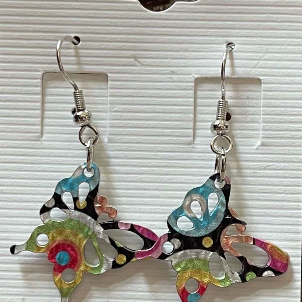 Colorful Butterfly Cutout Dangle Earrings